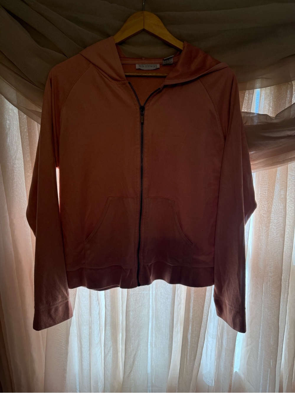 Zip-Front Hooded Sweatshirt - Rust Pink